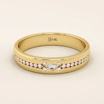 14K SOLID GOLD HALF ETERNITY PAVE CLUSTER MOISSANITE WEDDING ALLIANCE BAND FOR WOMEN