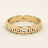14K SOLID GOLD HALF ETERNITY PAVE CLUSTER MOISSANITE WEDDING ALLIANCE BAND FOR WOMEN