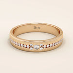 14K SOLID GOLD HALF ETERNITY PAVE CLUSTER MOISSANITE WEDDING ALLIANCE BAND FOR WOMEN