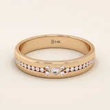14K SOLID GOLD HALF ETERNITY PAVE CLUSTER MOISSANITE WEDDING ALLIANCE BAND FOR WOMEN
