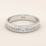 14K SOLID GOLD HALF ETERNITY PAVE CLUSTER MOISSANITE WEDDING ALLIANCE BAND FOR WOMEN
