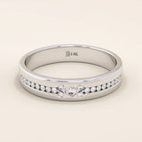14K SOLID GOLD HALF ETERNITY PAVE CLUSTER MOISSANITE WEDDING ALLIANCE BAND FOR WOMEN
