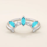14K SOLID GOLD MARQUISE TURQUOISE STACKABLE CURVE RING FOR WOMEN