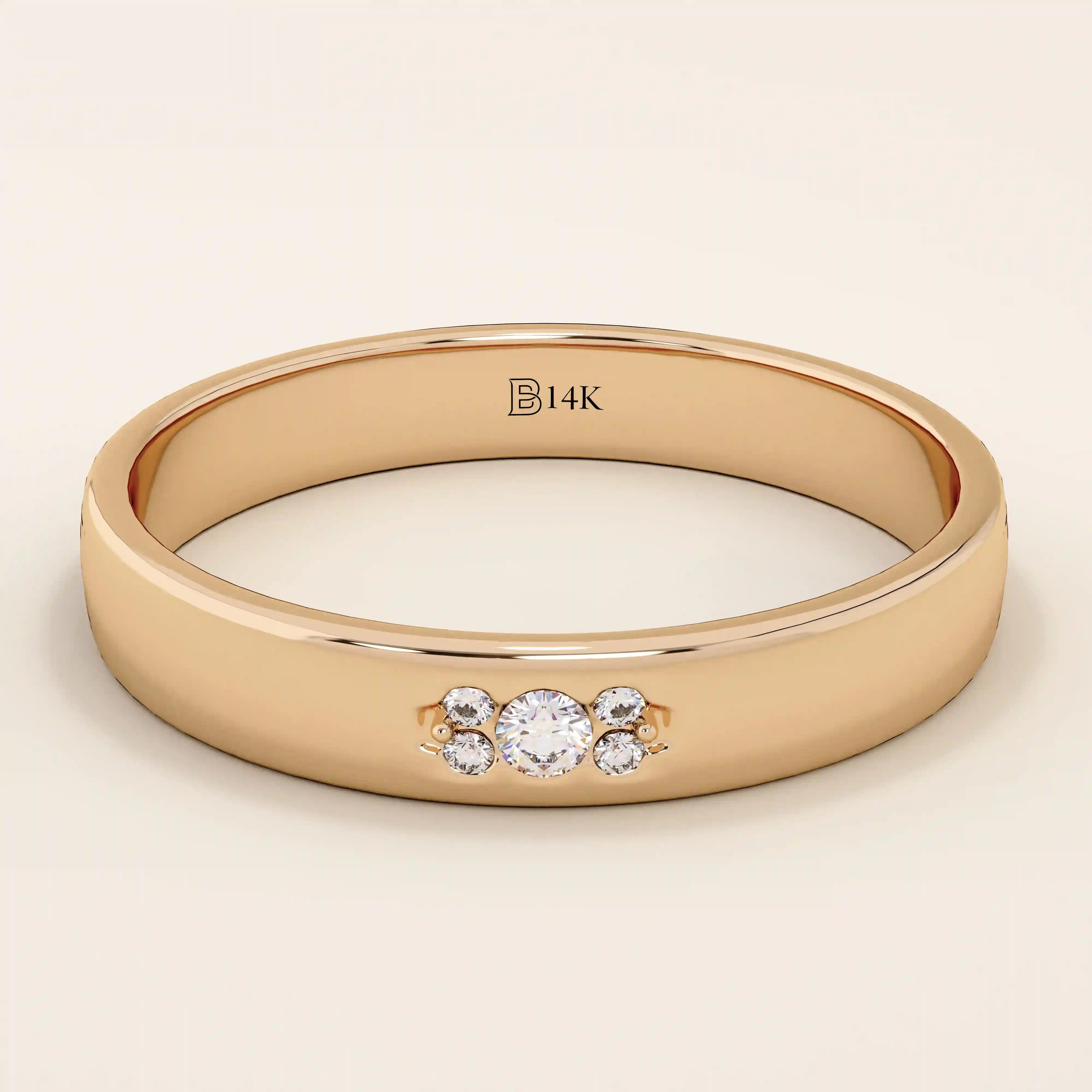 14K SOLID GOLD TINY CLUSTER MOISSANITE WEDDING ALLIANCE BAND FOR WOMEN AND MEN