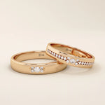 14K SOLID GOLD TINY CLUSTER MOISSANITE WEDDING ALLIANCE BAND FOR WOMEN AND MEN