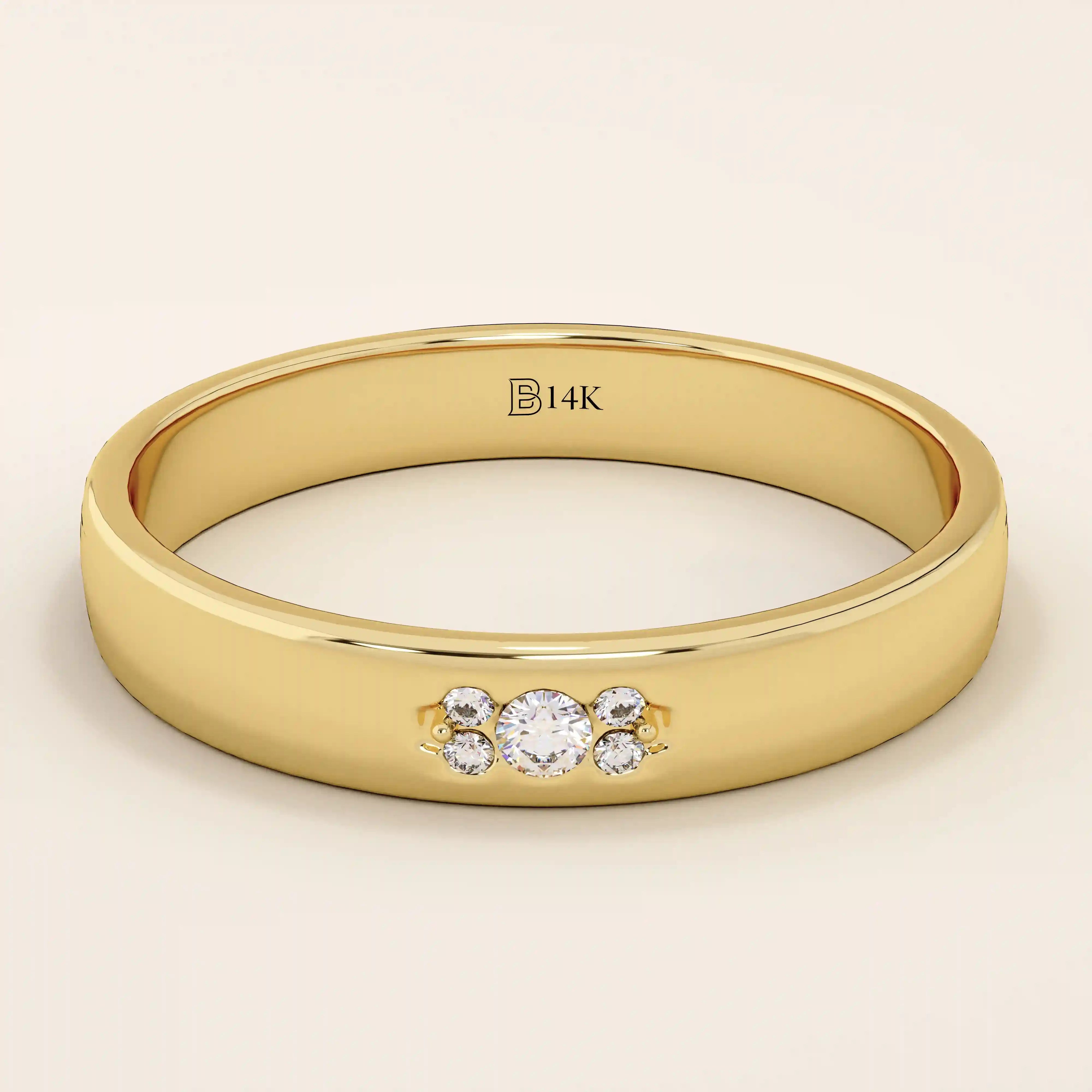 14K SOLID GOLD TINY CLUSTER MOISSANITE WEDDING ALLIANCE BAND FOR WOMEN AND MEN