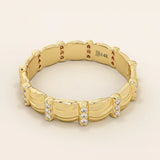 14K SOLID GOLD UNIQUE BUMPY WAVE DESIGN ALLIANCE WEDDING BAND FOR WOMEN PAVED WITH TINY MOISSANITE STONES 