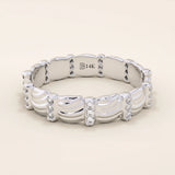 14K SOLID GOLD UNIQUE BUMPY WAVE DESIGN ALLIANCE WEDDING BAND FOR WOMEN PAVED WITH TINY MOISSANITE STONES 
