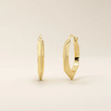 14K SOLID GOLD EDGE HEXAGON HOOP EARRINGS FOR WOMEN