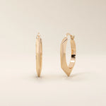 14K SOLID GOLD EDGE HEXAGON HOOP EARRINGS FOR WOMEN