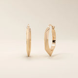 14K SOLID GOLD EDGE HEXAGON HOOP EARRINGS FOR WOMEN