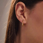 14K SOLID GOLD EDGE HEXAGON HOOP EARRINGS FOR WOMEN