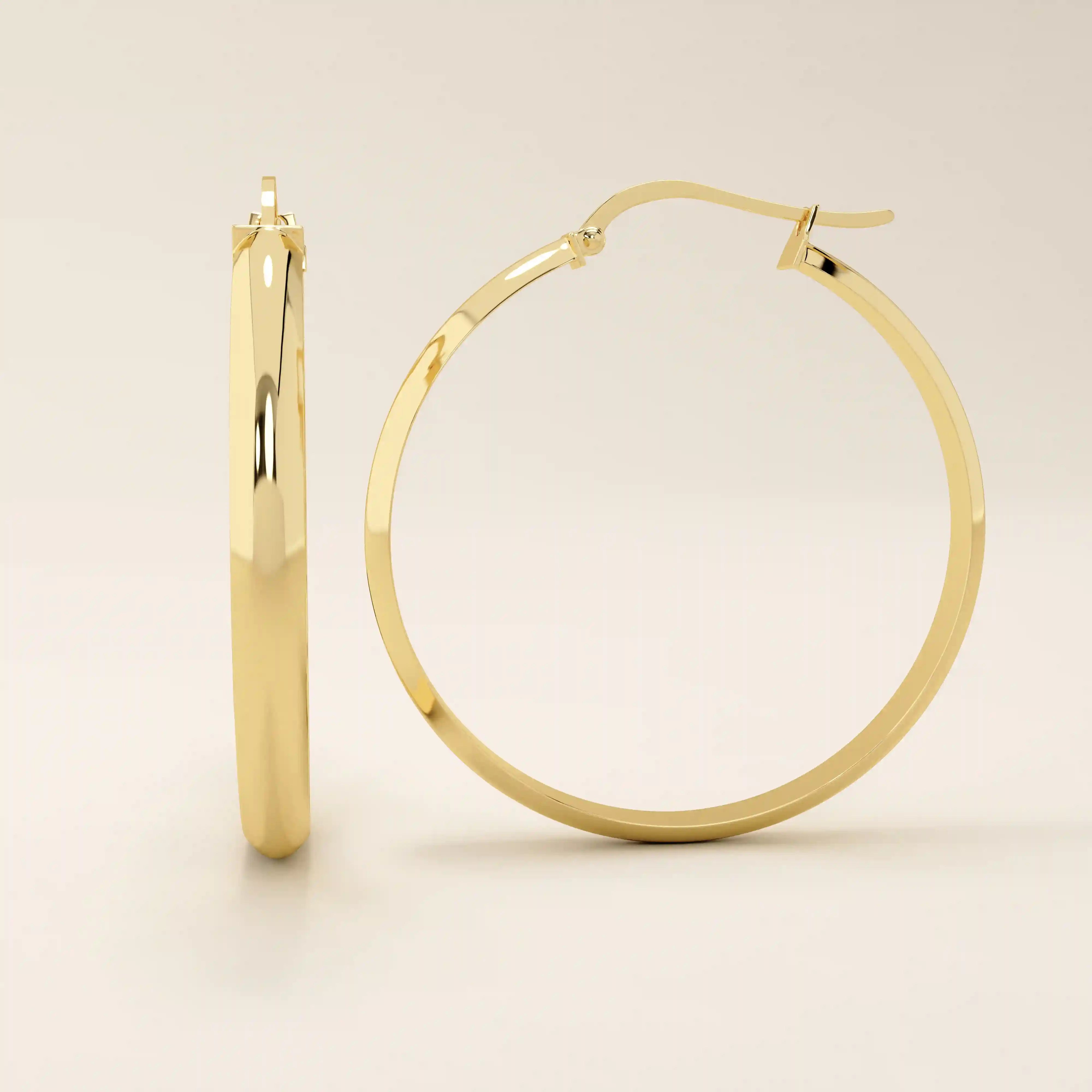 14k solid gold classic large hoop earrings