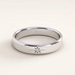 14k silver vermeil Northstar ring with a cubic zirconia accent stone in a starburst design, elegant celestial-inspired silver ring for women.
