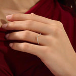14K SOLID GOLD unique chevron stacking ring pave with tiny moissanites for women