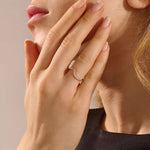 14K SOLID GOLD unique chevron stacking ring pave with tiny moissanites for women