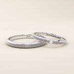 14k solid gold beaded slim band stackable  alliance wedding ring for women