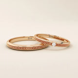 14k solid gold beaded slim band stackable  alliance wedding ring for women