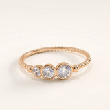 14k Gold Beaded Trio Vermeil Ring