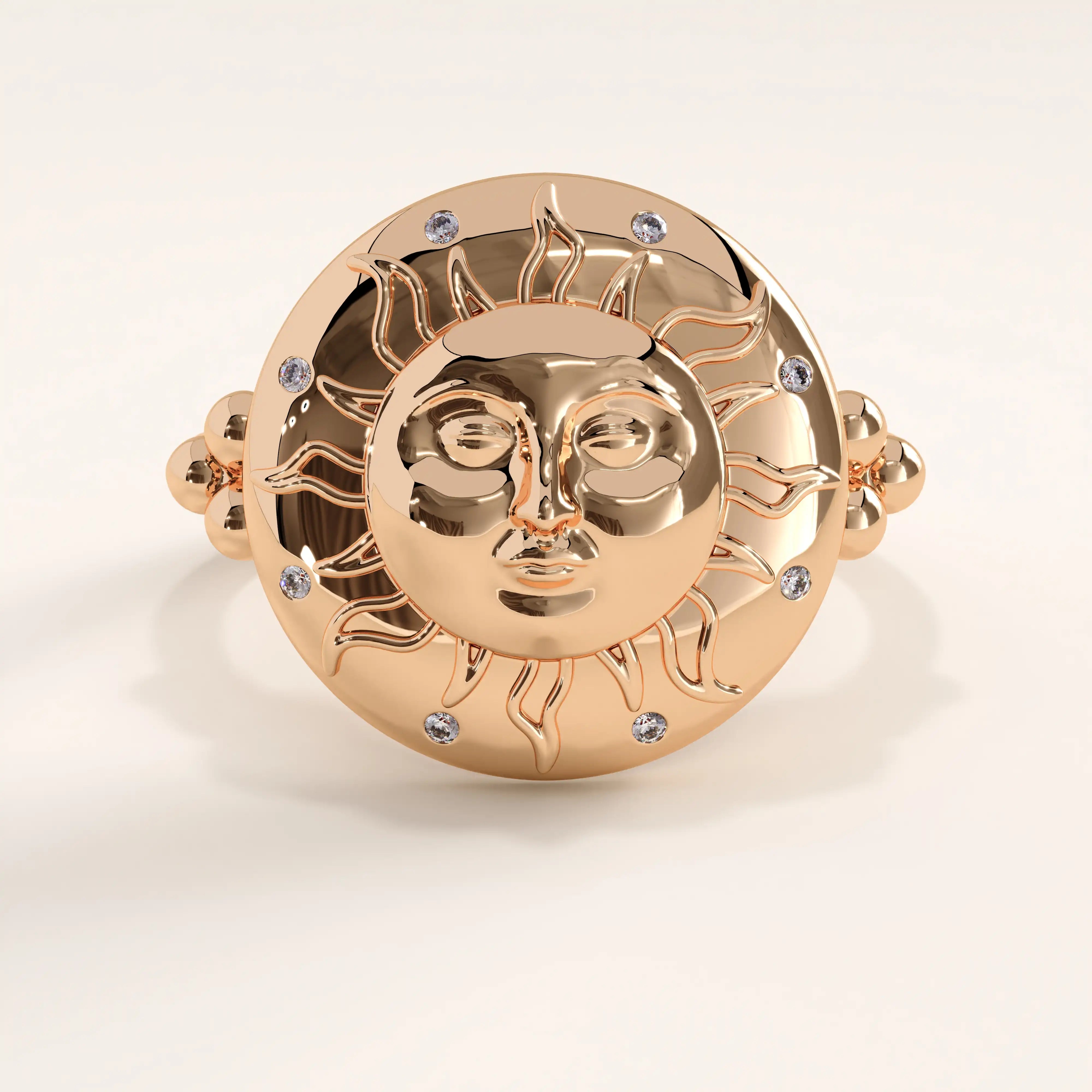 14k Gold Boho Sun Vermeil Ring