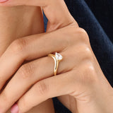 14k Gold Curve Pear Vermeil Ring