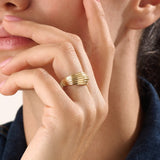 14k Gold Line Dome Vermeil Ring