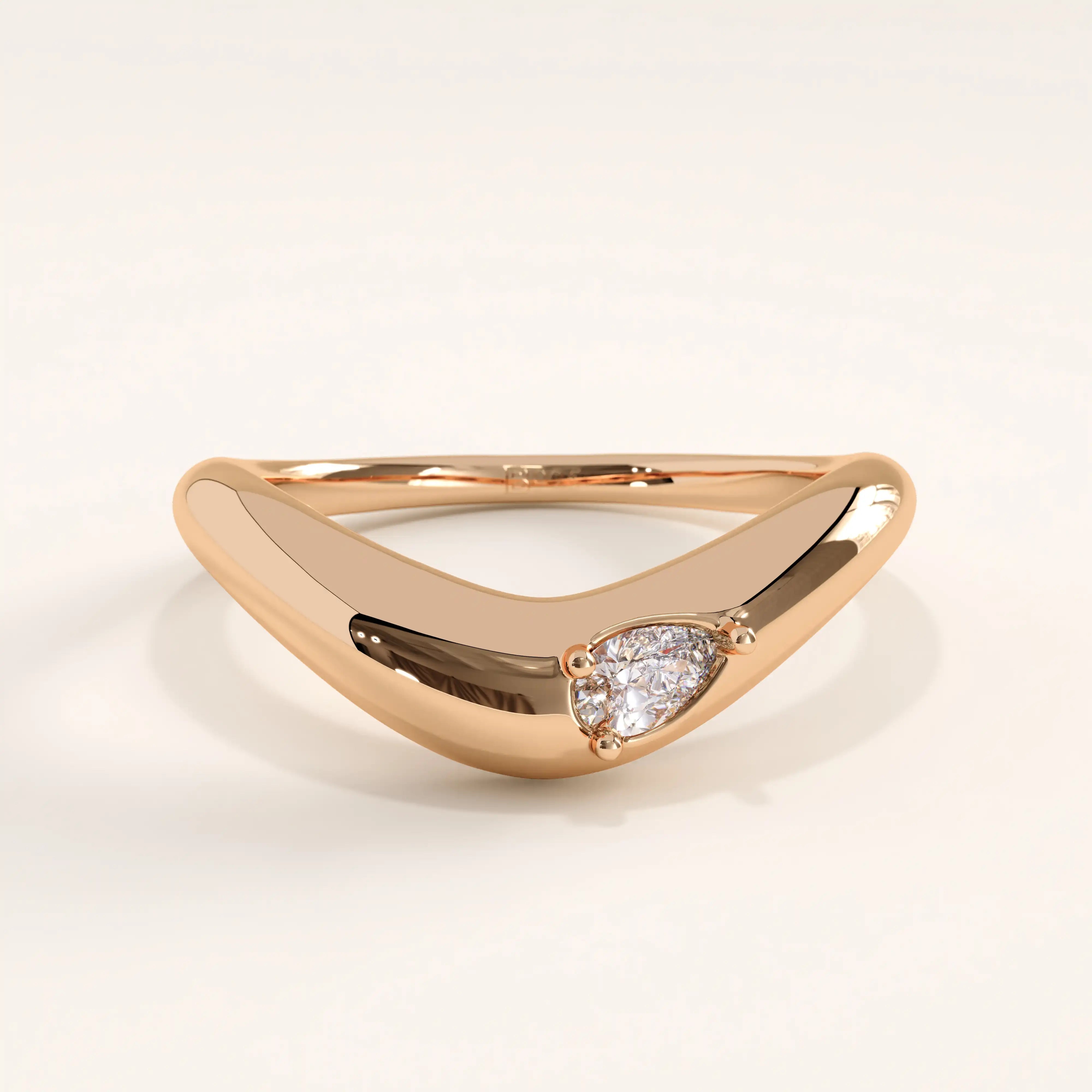 14k Gold Pear Curve Vermeil Ring