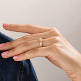 14k Gold Ribbed Dome Vermeil Ring