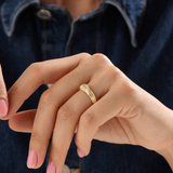 14k Gold Ribbed Dome Vermeil Ring