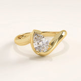14k Gold Wavy Pear Vermeil Ring
