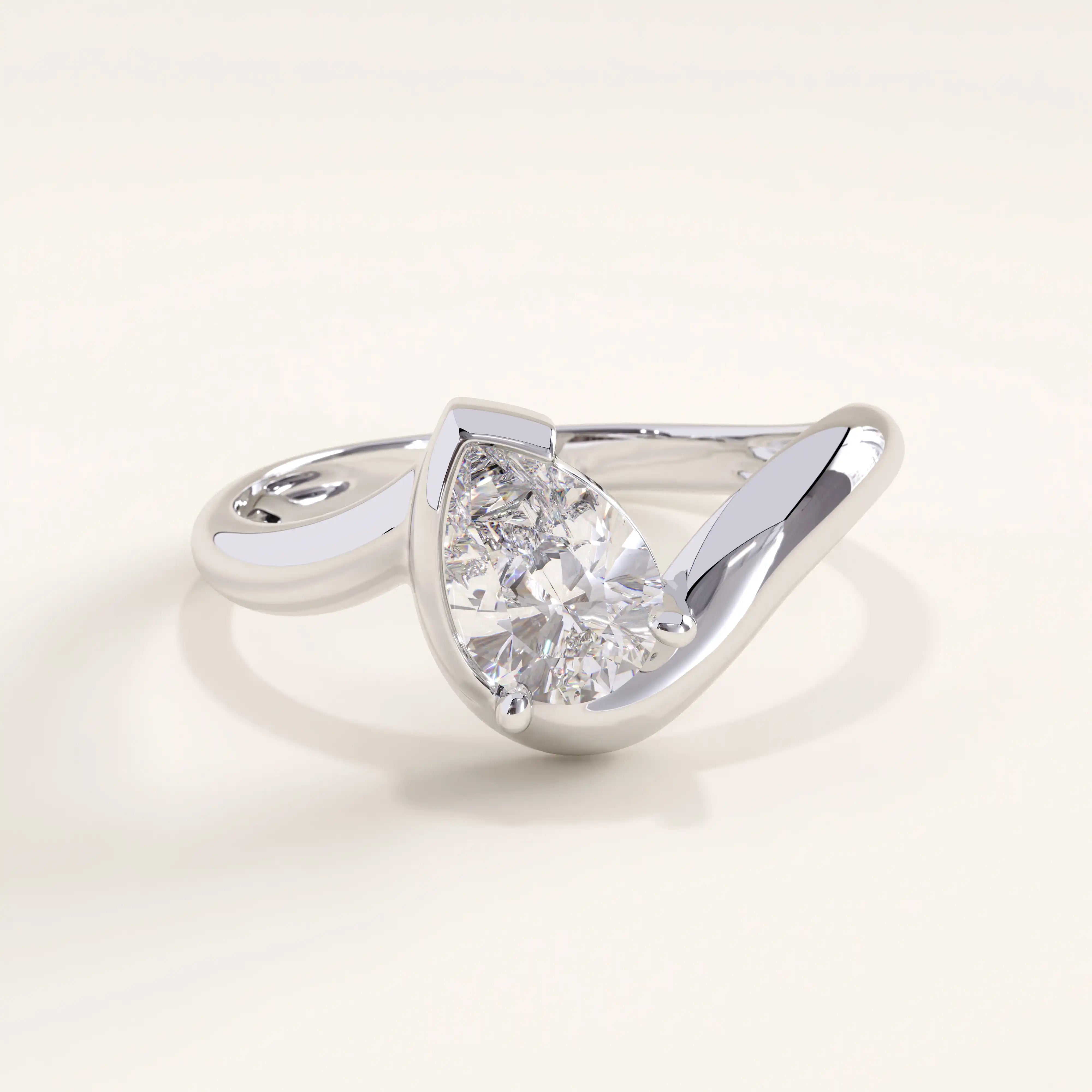 14k Gold Wavy Pear Vermeil Ring