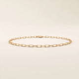 14k rose gold bracelet with slim elongated links in a minimalist chain style.
