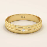 14K SOLID GOLD FLUSH SET SOLO MOISSANITE ALLIANCE WEDDING BAND