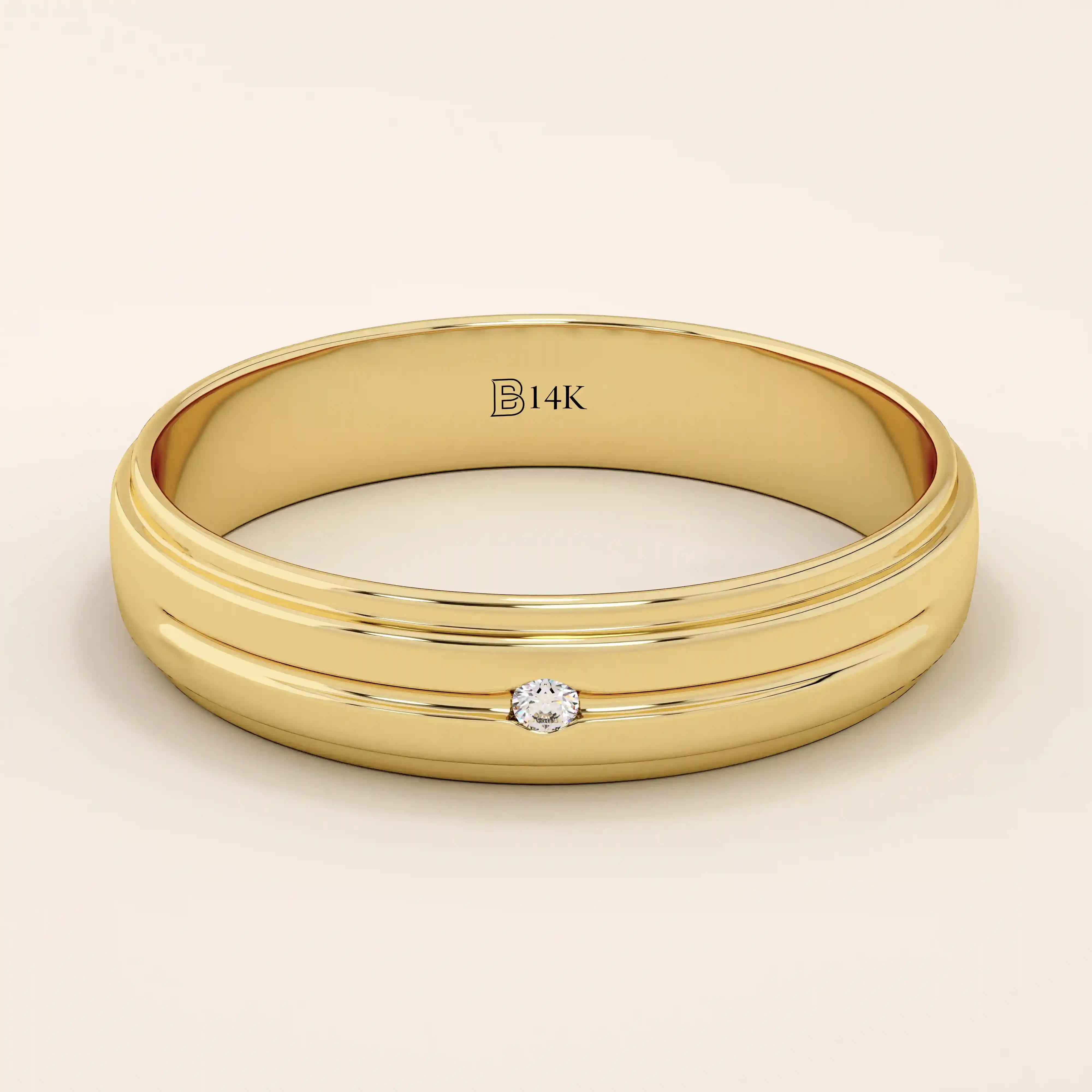 14K SOLID GOLD FLUSH SET SOLO MOISSANITE ALLIANCE WEDDING BAND