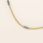 14k solid gold and white gold mixed metal bar chain necklace with sleek, alternating links. A bold and modern two-tone gold chain. Perfect for everyday or statement layering.