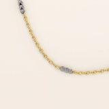 14k solid gold and white gold mixed metal bar chain necklace with sleek, alternating links. A bold and modern two-tone gold chain. Perfect for everyday or statement layering.