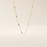 14k solid gold and white gold mixed metal bar chain necklace with sleek, alternating links. A bold and modern two-tone gold chain. Perfect for everyday or statement layering.