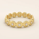 14k solid gold band ring featuring interlocking eternity circles. A bold and timeless statement piece with symbolic meaning.