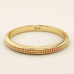 14k solid gold beaded slim band stackable  alliance wedding ring for women