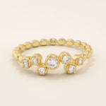 14k solid gold beaded band cluster moissanite wedding ring for women
