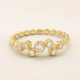 14k solid gold beaded band cluster moissanite wedding ring for women
