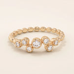 14k solid gold beaded band cluster moissanite wedding ring for women