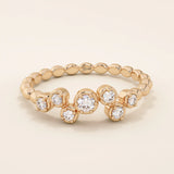 14k solid gold beaded band cluster moissanite wedding ring for women