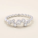 14k solid gold beaded band cluster moissanite wedding ring for women