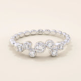 14k solid gold beaded band cluster moissanite wedding ring for women
