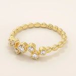14k solid gold beaded band cluster moissanite wedding ring for women
