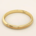14k solid gold beaded slim band stackable  alliance wedding ring for women