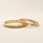 14k solid gold beaded slim band stackable  alliance wedding ring for women