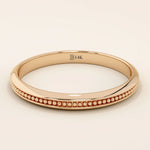 14k solid gold beaded slim band stackable  alliance wedding ring for women