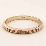 14k solid gold beaded slim band stackable  alliance wedding ring for women